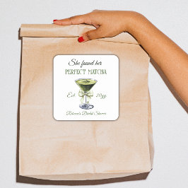 Elegant She fand ihr perfektes Matcha-Brautparty Quadratischer Aufkleber