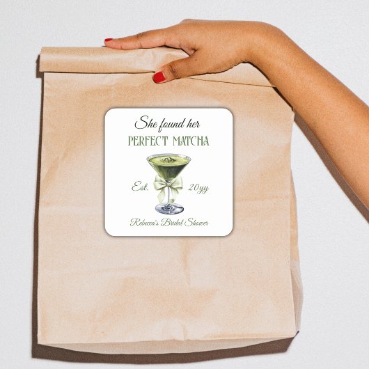 Elegant She fand ihr perfektes Matcha-Brautparty Quadratischer Aufkleber