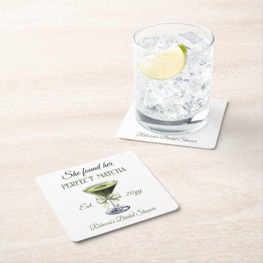 Elegant She fand ihr perfektes Matcha-Brautparty Rechteckiger Pappuntersetzer (Vor Ort)