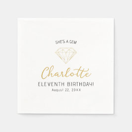 Elegant She is a Gem Birthday Party Napkins Serviette