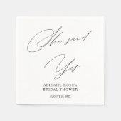 Elegant she Said Yes Brautparty Serviette (Vorderseite)