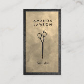 Elegant Shears Comb Gray | Leather Border Visitenkarte (Vorderseite)