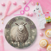 Elegant Sheep Lavender Flower Background Pappteller (Party)