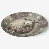 Elegant Sheep Lavender Flower Background Pappteller (Schrägansicht)