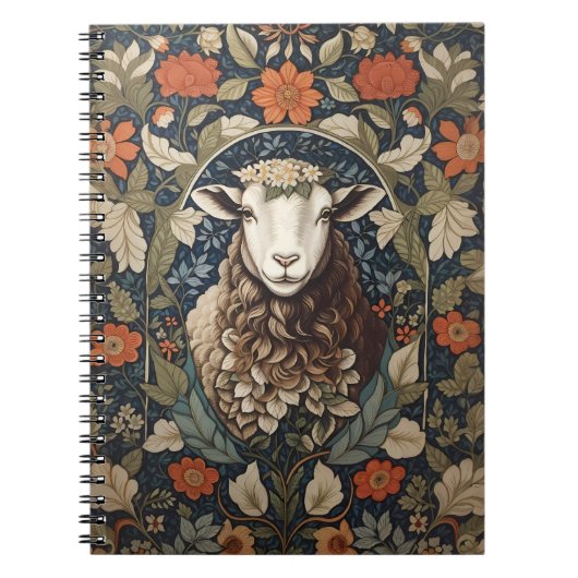 Elegant Sheep William Morris Floral Notizblock (Vorderseite)