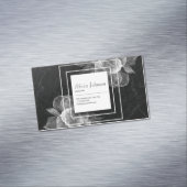 Elegant Sheer Floral & Black Marmor Magnetische Visitenkarte (Beispiel)