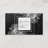 Elegant Sheer Floral & Black Marmor Visitenkarte (Vorderseite)