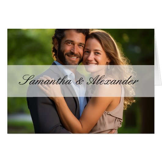 Elegant Sheer Overlay Foto Wedding (Vorderseite (Horizontal))