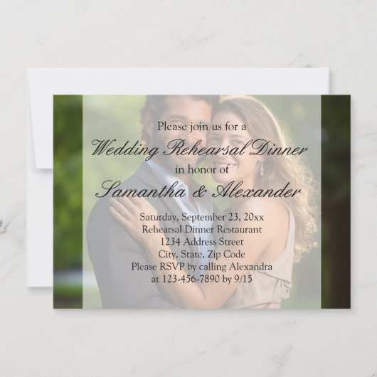 Elegant Sheer Overlay Foto Wedding Einladung (Vorderseite)