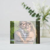 Elegant Sheer Overlay Foto Wedding Einladungspostkarte (Stehend Vorderseite)