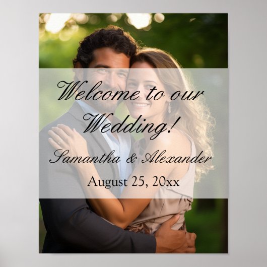 Elegant Sheer Overlay Foto Wedding Poster (Vorne)