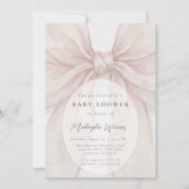 Elegant Sheer Pink Blush Bow Baby Shower Einladung (Vorderseite)