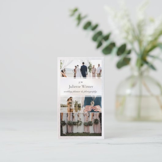 Elegant Sheer Silk Pearl FotoCollage Fotografie Visitenkarte (Stehend Vorderseite)