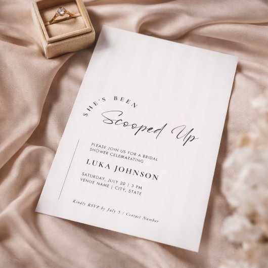 Elegant She's Been Scooped Up Stripe Bridal Shower Einladung