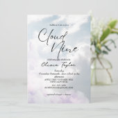 Elegant She's on Cloud 9 Brautparty Einladung (Stehend Vorderseite)