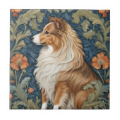Elegant Shetland Sheepdog William Morris Inspirier Fliese (Vorderseite)