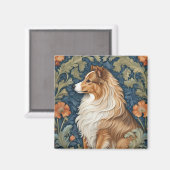 Elegant Shetland Sheepdog William Morris Inspirier Magnet (Vorderseite/Rückseite)
