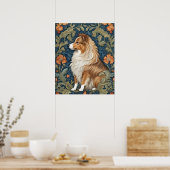 Elegant Shetland Sheepdog William Morris Inspirier Poster (Küche)