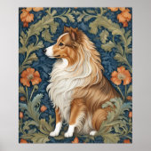 Elegant Shetland Sheepdog William Morris Inspirier Poster (Vorne)