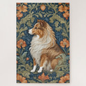 Elegant Shetland Sheepdog William Morris Inspirier Puzzle (Vertikal)
