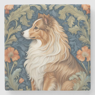 Elegant Shetland Sheepdog William Morris Inspirier Steinuntersetzer