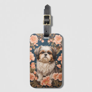 Elegant Shih Tzu Dog William Morris Inspiriert Gepäckanhänger
