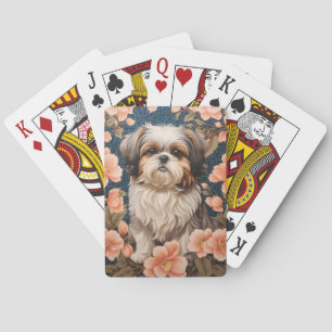 Elegant Shih Tzu Dog William Morris Inspiriert Spielkarten