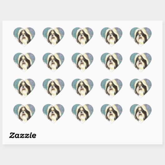 Elegant Shih Tzu Heart Sticker (Blatt)