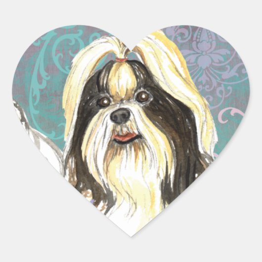 Elegant Shih Tzu Heart Sticker (Vorderseite)