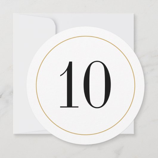 Elegant Shimmer Gold Circle Tischnummer 10 Card (Rückseite)