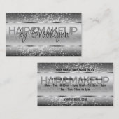 Elegant Shimmery Silver Soft Glitzer Calligraphy Visitenkarte (Vorne/Hinten)