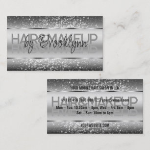 Elegant Shimmery Silver Soft Glitzer Calligraphy Visitenkarte