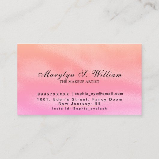 Elegant Shinny rosa Haar & Makeup Salon Beautician Visitenkarte (Rückseite)