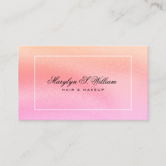 Elegant Shinny rosa Haar & Makeup Salon Beautician Visitenkarte (Vorderseite)