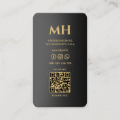 Elegant Shiny Black Monogram Beruflich Modern Visitenkarte (Rückseite)
