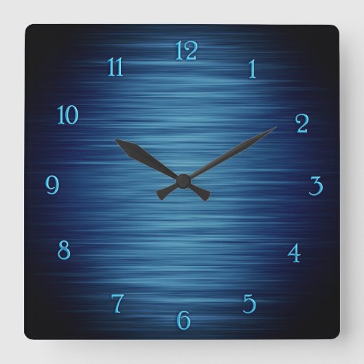 Elegant shiny blue shaded wall clock quadratische wanduhr (Vorderseite)