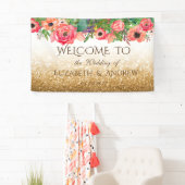 Elegant Shiny Glitzer Floral Wedding Banner (Insitu)