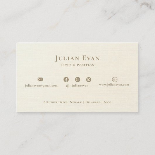 Elegant Shiny Gold Creamy White Script Monogram Visitenkarte (Rückseite)