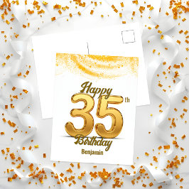 Elegant Shiny Gold Glitzer Confetti 35. Geburtstag Postkarte