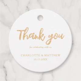 Elegant Shiny Gold Glitzer Gastgeschenk Hochzeit T Geschenkanhänger