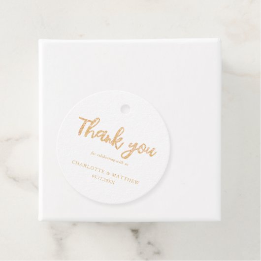 Elegant Shiny Gold Glitzer Gastgeschenk Hochzeit T Geschenkanhänger (Beispiel)