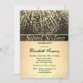 Elegant Shiny Gold Tiara Confetti Sweet 16 Einladung (Vorderseite)