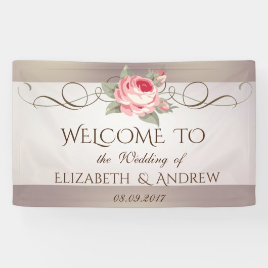 Elegant Shiny Rose Wedding Banner (Horizontal)