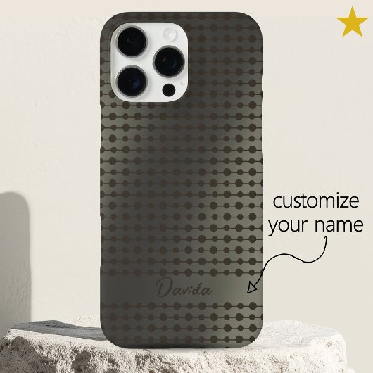 Elegant Shiny Silver Dots Line Pattern Custom Name Case-Mate iPhone Hülle