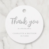 Elegant Shiny Silver Glitzer Gastgeschenk Hochzeit Geschenkanhänger (Vorderseite)