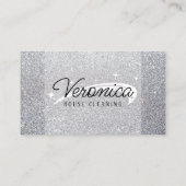 Elegant Shiny Silver Glitzer Haushaltshilfe Reinig Visitenkarte (Rückseite)