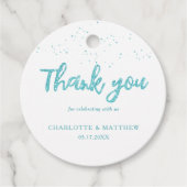 Elegant Shiny Türkise Glitzer Gastgeschenk Hochzei Geschenkanhänger (Vorderseite)