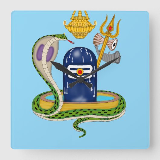 Elegant Shivlingam Clock – Divine Timepiece for Sp Quadratische Wanduhr (Vorderseite)