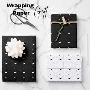 Elegant Show Jumping White Black Gold Pferde Geschenkpapier Set