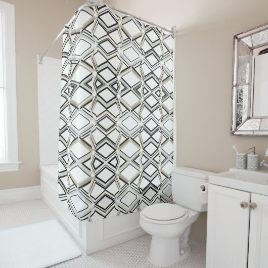 Elegant Shower Curtain with Geometric Pattern Duschvorhang (Beispiel)